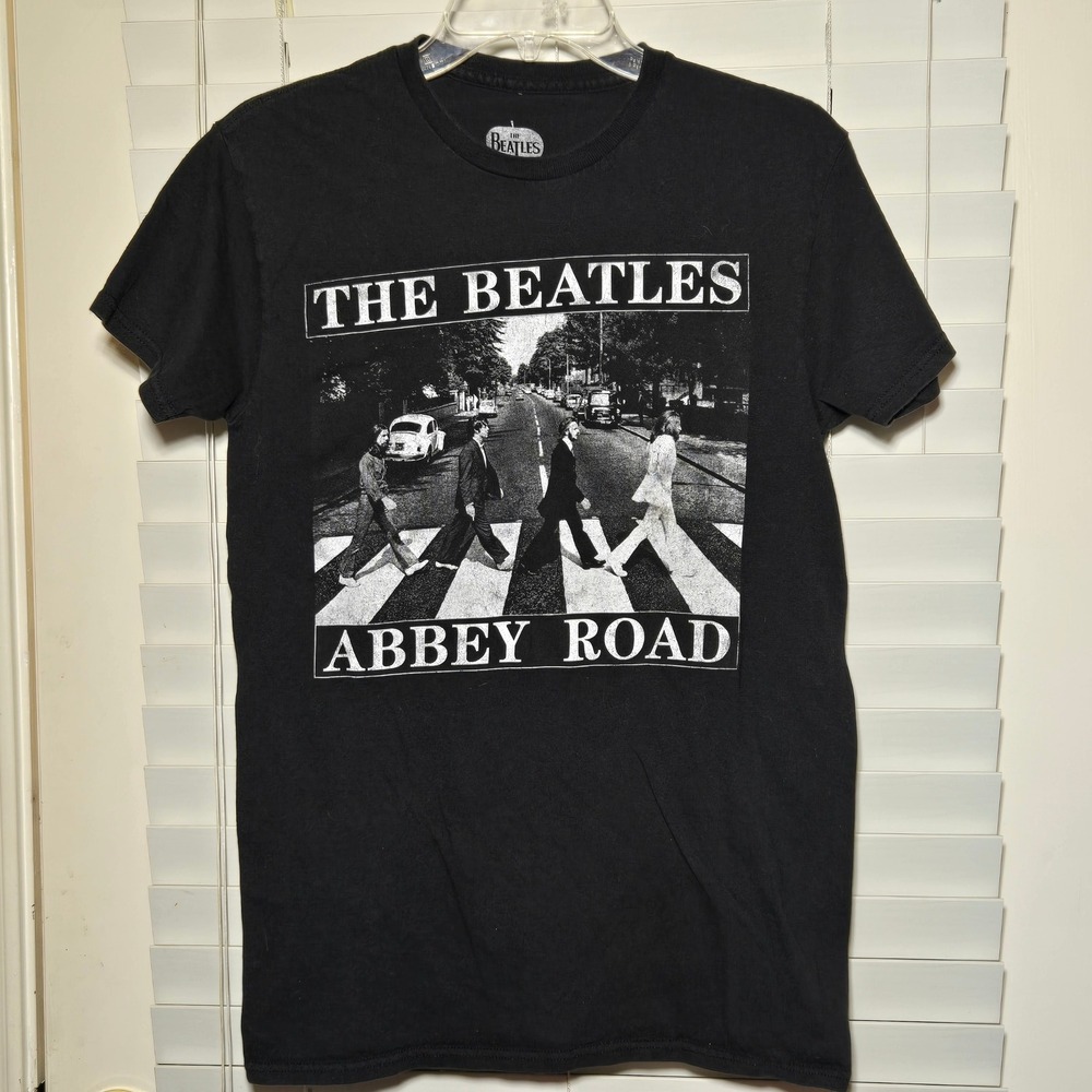 THE BEATLES Unisex Tee T-shirt John Lennon Rock‎ Band Apparel Retro Black Small